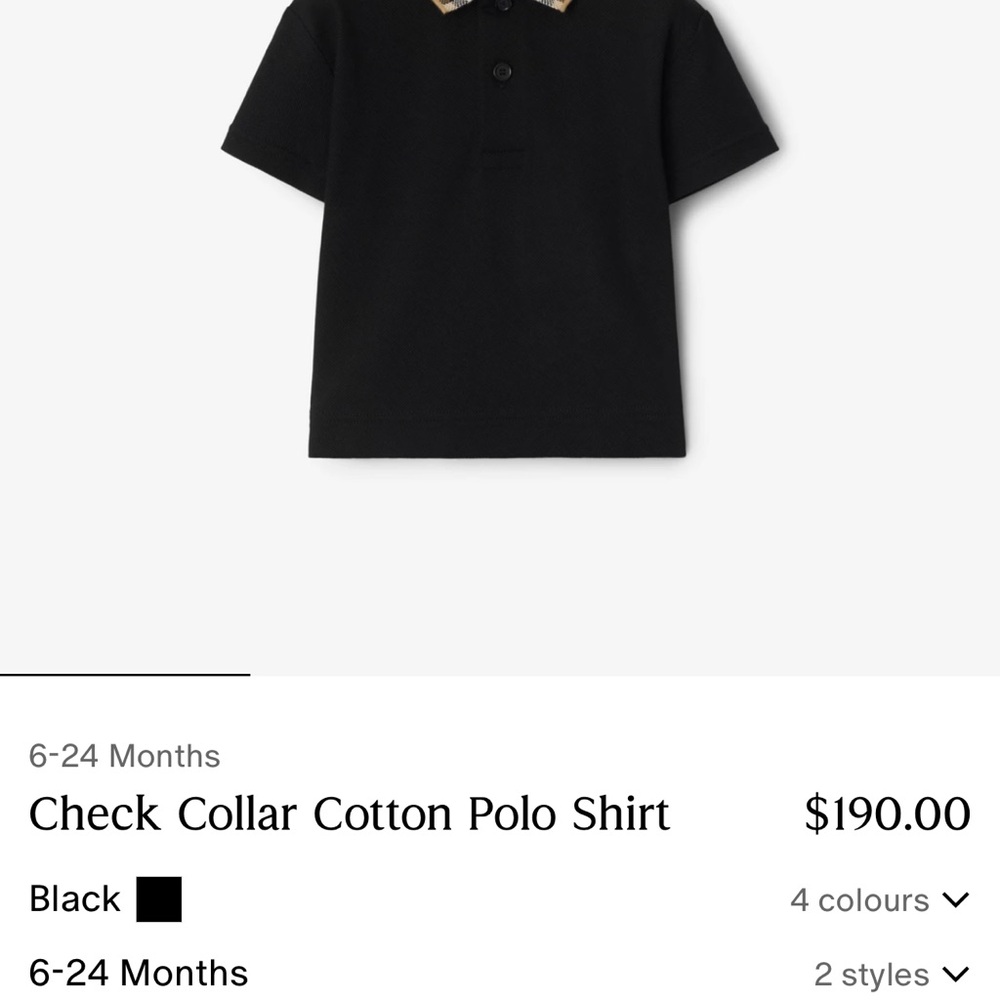 Burberry Black Polo with Check Collar